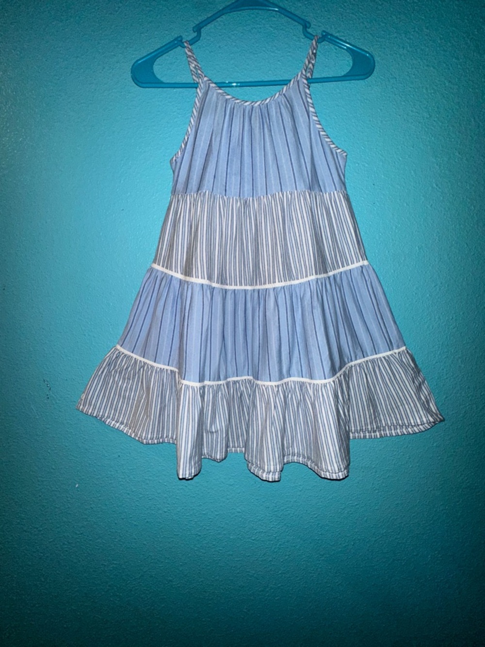 Polo Ralph Lauren Blue and White Striped Tiered Sundress
